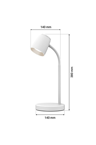 LED-POL Lampa de Birou LED VERO, Culoare Alba, Brat Flexibil, Finisaj Soft-Touch, 39.5 cm, Adulti si Copii