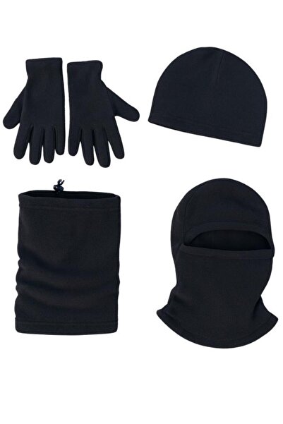 SINGLE SWORD Set of 4 Polar Fleece Beanie Gloves, Neck Gaiter and Balaclava -...