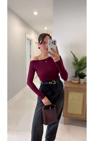 BİRCANÇİL Md Fukka Plum Blouse with Gathered Sides