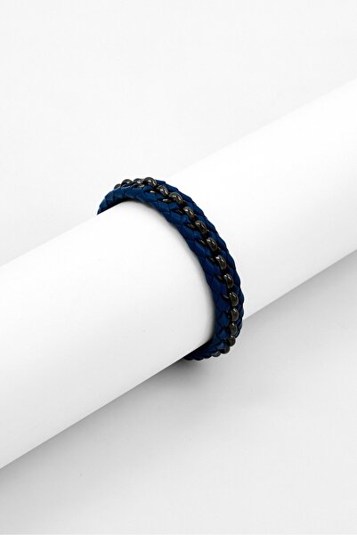 Police Men Fashionable Leather Bracelet, Blue