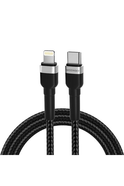 WOZINSKY Cablu de încărcare WNBCL2, USB-C/Lightning, 30W, 2m, Negru