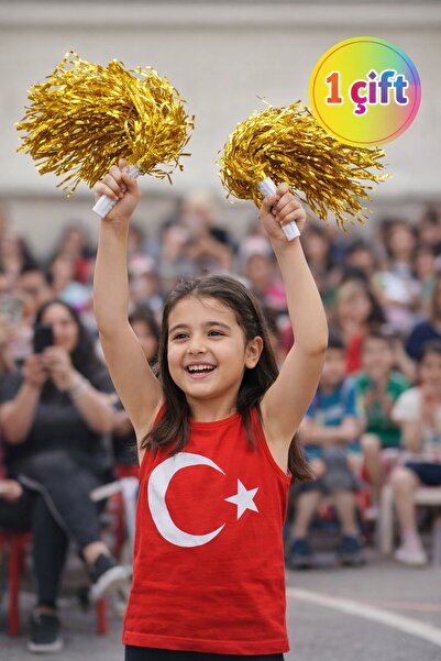 TOYFEST PonPon metalne sjajne zlatne pomponke za navijanje sa štapovima, izdr...