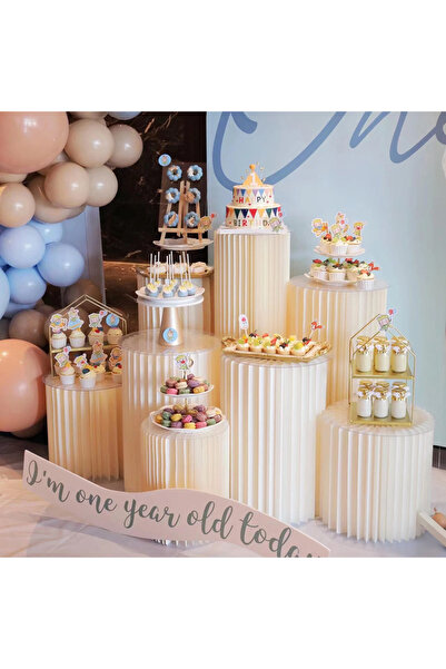 KOUKIN Cylinder Table for Party Foldable Paper Columns Cardboard Stands Cente...