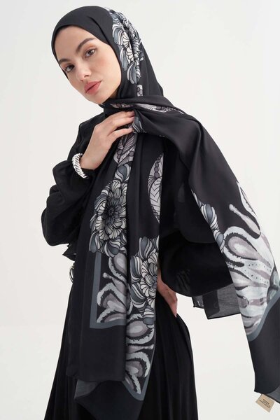 carell Lilya İncira Viskon Şal Siyah