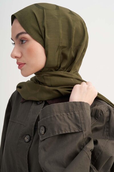 carell Monogram Desen Rina Floş Jakar Şal Haki