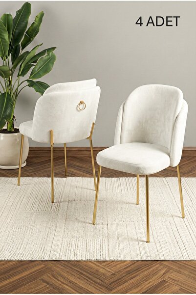 DEREN HOME Rigella Serisi 4 Adet Mutfak Salon Yemek Odası Sandalyesi Silinebi...