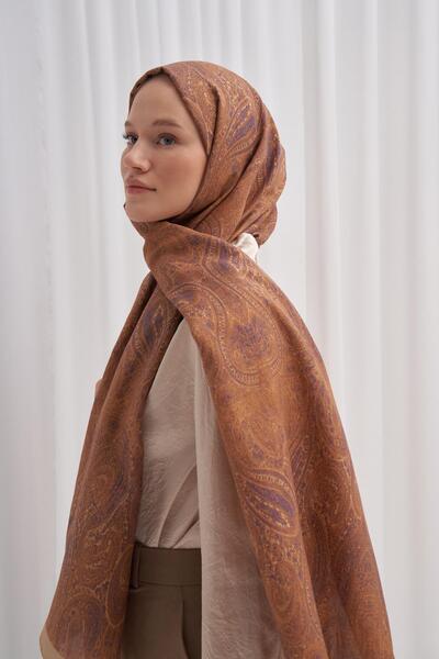 carell Amber Taba Comfy İpek Şal