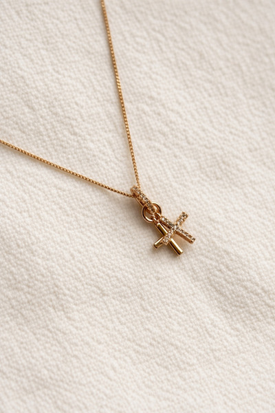 Owentis Çelik Rose Gold Taşlı Minimal Haç Kolye -kararma yapmaz-