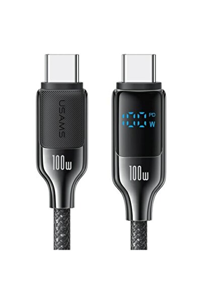 Usams Cablu de date USB-C la USB-C 100W seria HX, 1,2 m, negru, afișaj digital