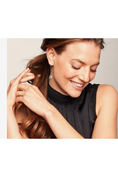 Tchibo أقراط نسائية من اللؤلؤ الزجاجي والكريستال الزجاجي، فضية اللون