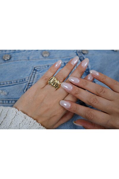 ATELİER TUĞBA خاتم YZK196 ذهبي اللون متعدد الطبقات قابل للتعديل