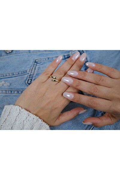 ATELİER TUĞBA خاتم YZK200 ذهبي اللون قابل للتعديل مع طرف متدلي