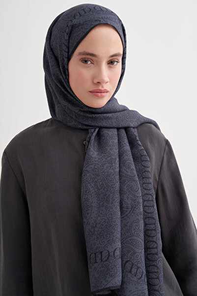 carell Elenora Monogram Floş Şal Füme