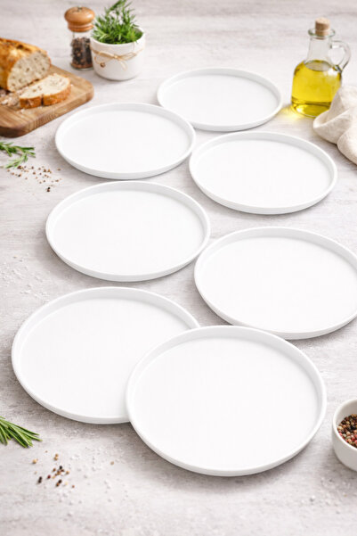 Homerest 6'lı Metal Yuvarlak Çay, Kahve, Pasta Servis Tepsisi Dekoratif Sunum...