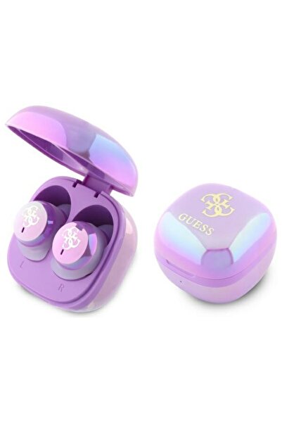 Guess Căști wireless cu logo 4G, Bluetooth 5.3, baterie de 6 ore, violet