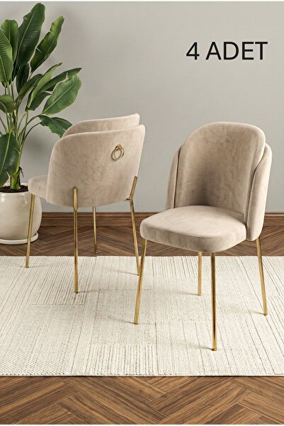 DEREN HOME Rigella Serisi 4 Adet Mutfak Salon Yemek Odası Sandalyesi Silinebi...