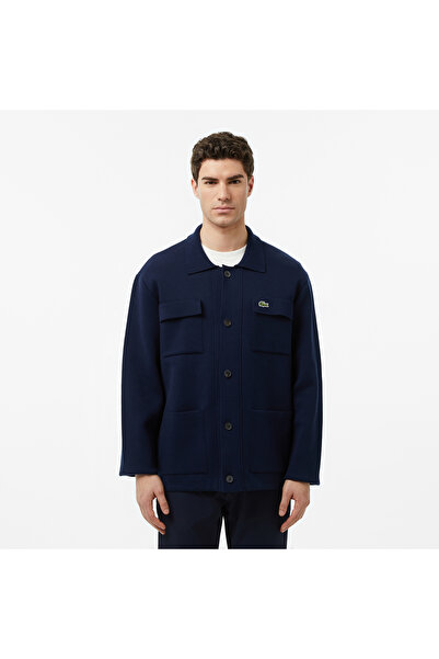 Lacoste Erkek Classic Fit Polo Yaka Lacivert Ceket