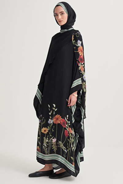 carell Mirya İncira Şal Yaka Kaftan Siyah