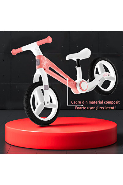 CLD -Care Love Devotion Bicicletă de echilibru pentru copii, pentru 2 - 6 ani, pliabilă, șa reglabilă, roți de 30 cm, roz-alb, CLD