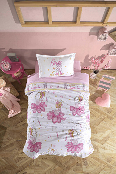 Clasy Ranforce %100 Pamuk Tek Kişilik Nevresim Ballerina V1 Pembe