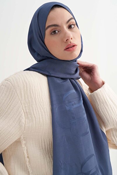 carell Aura Desen Rina Floş Jakar Şal Kot Mavi