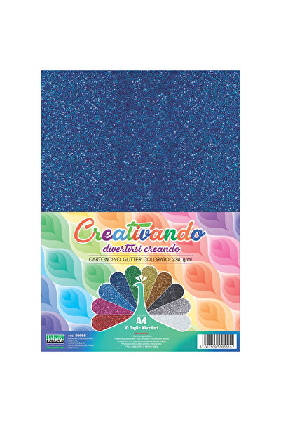 Lebez Carton colorat asortat 10 culori cu glitter, A4, 21 x 29.7 cm, 160 g/m2...