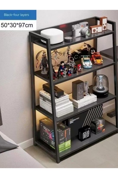 None Heavy-Duty 4-Tier Open Storage Shelf, Ideal for Collectibles & Daily Ess...