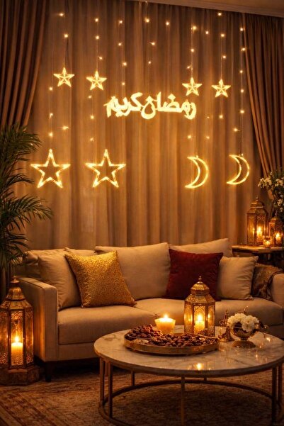 MOTRK Ramadan Lanterns and Stars - 10 LED Lights, Warm White Color, Decorativ...