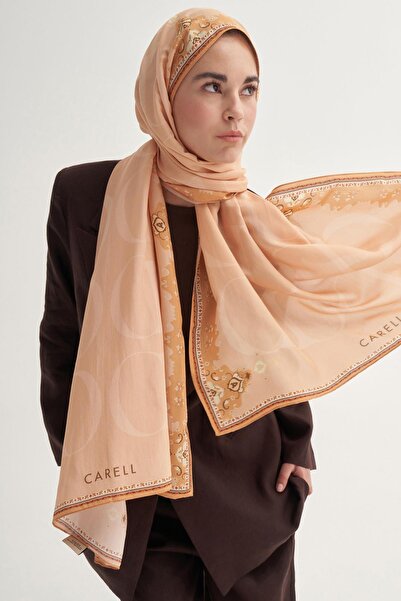 carell Luxe Monogram Floş Şal Somon