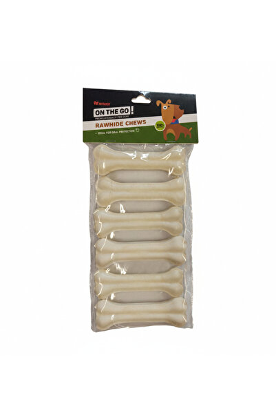 ON THE GO Dog treats, white pressed leather bones, 8 cm, 6 pcs, natural snacks