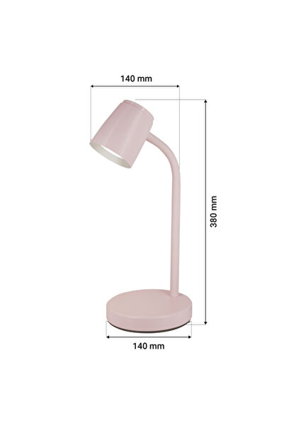 LED-POL Lampa Birou LED VERO, Culoare Roz, 4.5W, 3000K, Brat Flexibil, Finisaj Soft-Touch, ABS+Metal, 39.5cm