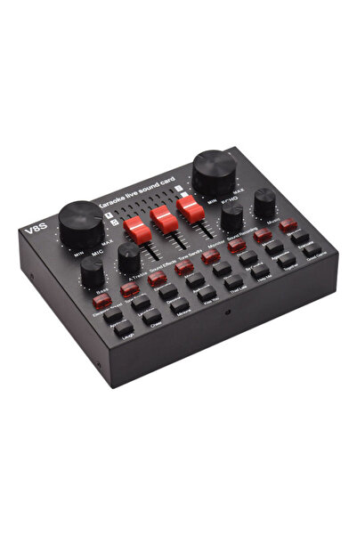 HALAMODO V8S External Live Card Mini Sound Mixer Board V8S Black