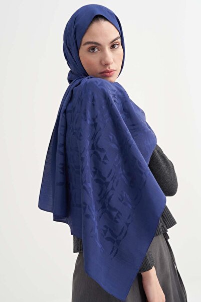 carell Blok Desen Rina Floş Jakar Şal Lacivert