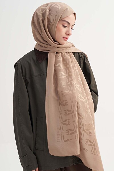 carell Blok Desen Rina Floş Jakar Şal Vizon