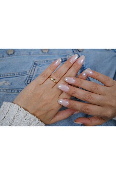 ATELİER TUĞBA خاتم YZK201 ذهبي اللون بثلاثة أحجار قابل للتعديل