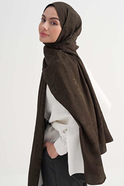 carell Blok Desen Rina Floş Jakar Şal Acı Kahve