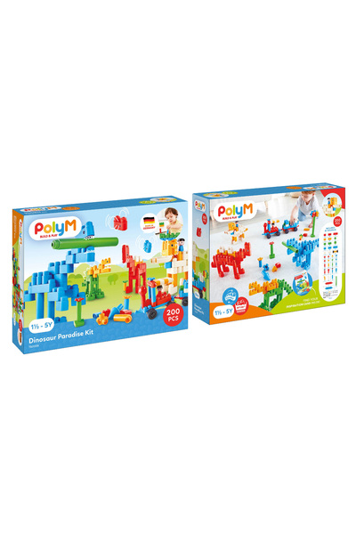 Hape PolyM - Kit de jucarie Paradisul dinozaurilor (200 piese), copii varsta ...