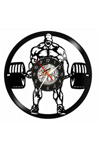 OEM Wall Clock Fitness and Bodybuilding, Handmade from Recycled Vinyl Disc, G...