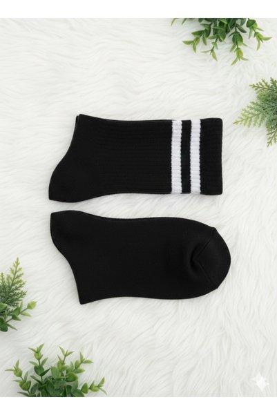 Üstünel çorap Pack of 6 Black and White Mixed Circle Striped College Socks