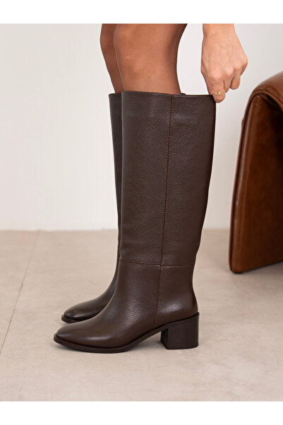 ECENİN BUTİĞİ Elara Kahve Hakiki Deri Kadın XL Çizme