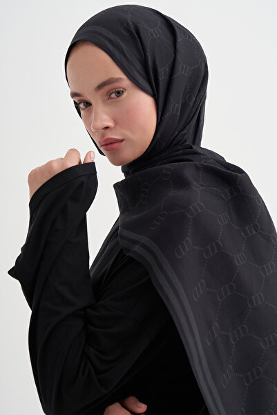 carell Grace Monogram Floş Şal Siyah
