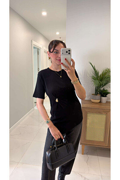 BİRCANÇİL Cs Lenkos Black Gold Accessory Detailed T-Shirt