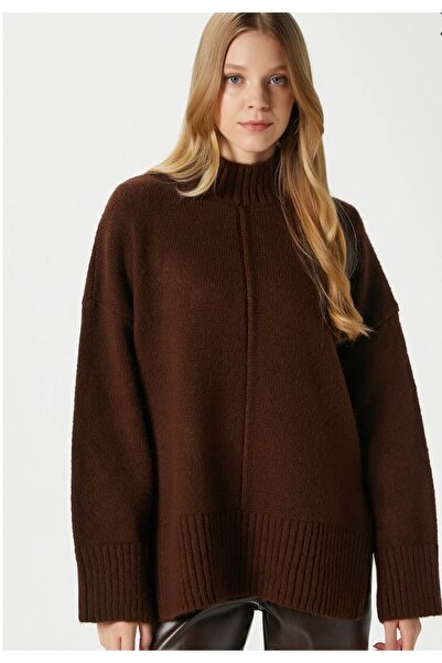 BEŞİR GİYİM Women's Soft Lightweight Stand-Up Collar Oversize Knitwear Sweate...