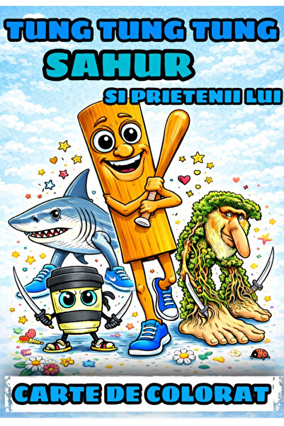 Italian Brainrot Coloring Book, Tung Tung Tung Sahur and His Friends, 100 A4 ...