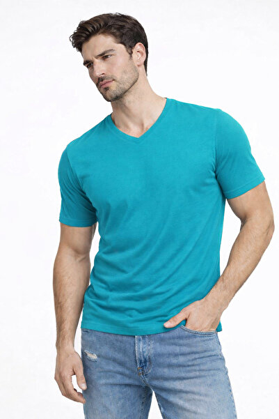 zs zaos fashion Muška majica kratkih rukava sa V-izrezom od likre, uskog kroj...