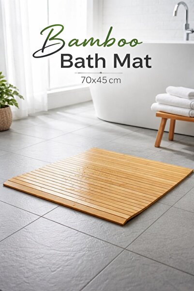 Myplas Ahşap Kaydırmaz Banyo Paspası Matı 45x70