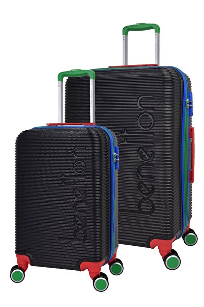 United Colors of Benetton Lüx Abs 2'li Valiz Seti Büyük Boy - Kabin Boy Siyah...