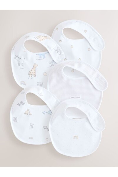 Next Baby 100% Cotton White Animal 5-Piece Bib Set