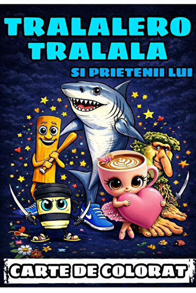 Italian Brainrot Coloring Book, Tralalero Tralala and His Friends, 100 A4 Pag...