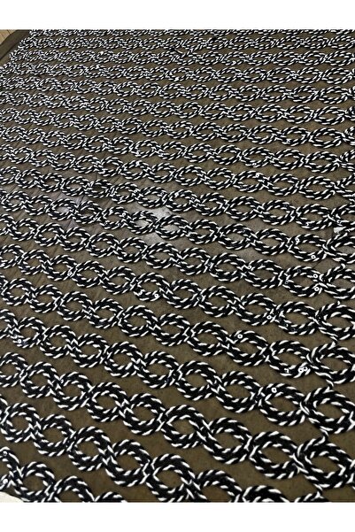 METERİAL قماش تول مطرز بالترتر بنمط ملتوي باللونين الأسود والأبيض